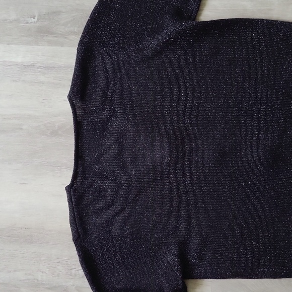 V- Neck Sparkle Black Button Down Sweater by Amanda Smith (Large) - Picture 10 of 10